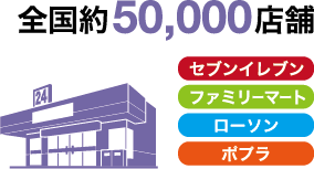 大手3社のコンビニで
利用できる!