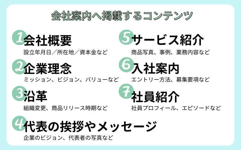 会社案内へ掲載するコンテンツ7つ