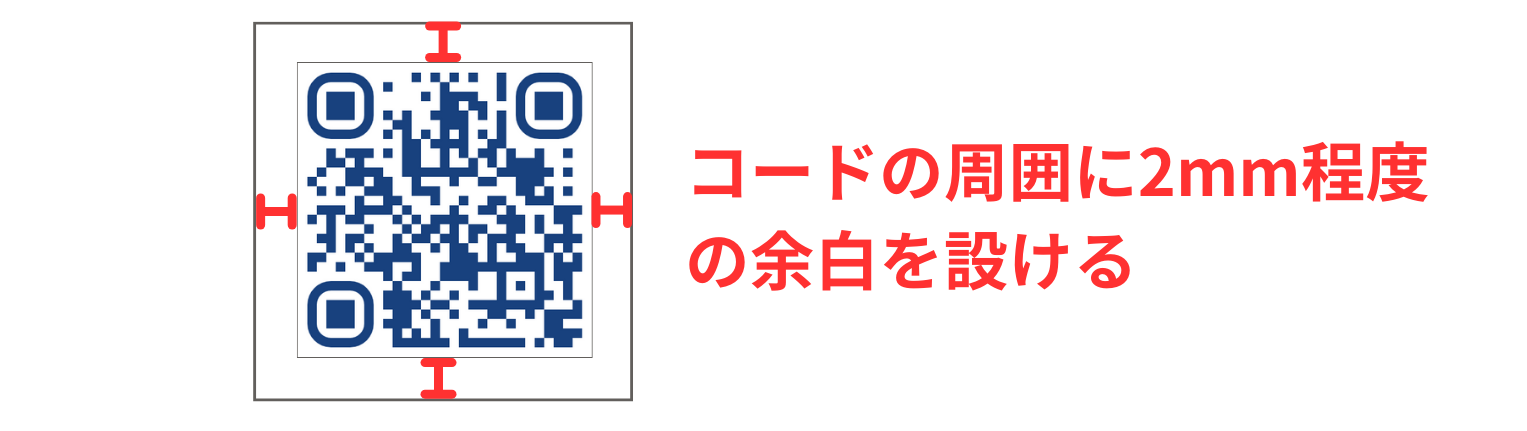 QRコードは余白2mm程度を設ける