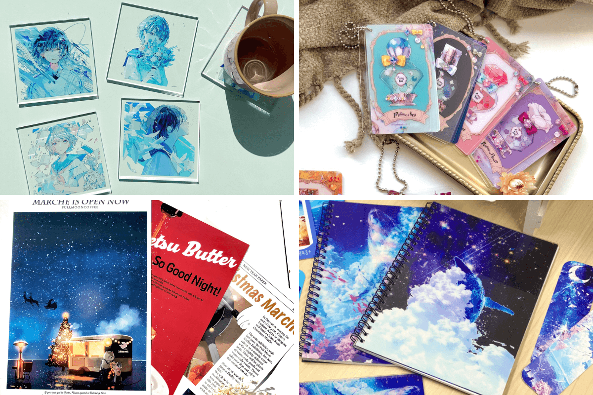 過去の個展開催・グッズ販売事例紹介、萩原じあ／Spin／桜田千尋／まころん